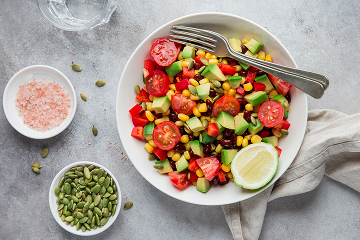 Avocado & barbecued corn salad two ways (Mexican & Thai)